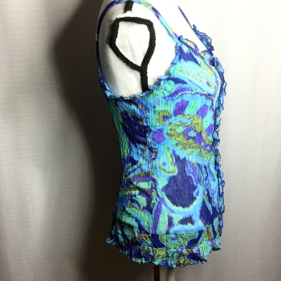 PER UNA Tank Blouse w/buttons “Peacock” Blue - Picture 4 of 7